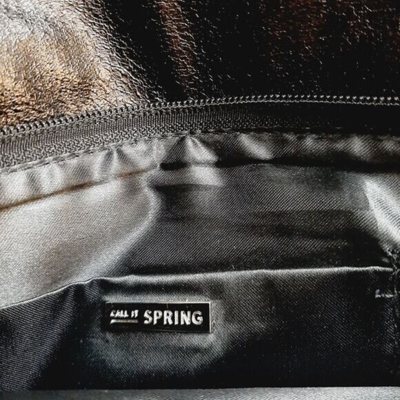 CALL IT SPRING Folded Clutch Textured Pleats Black Vegan Leather - Picture 14 of 14